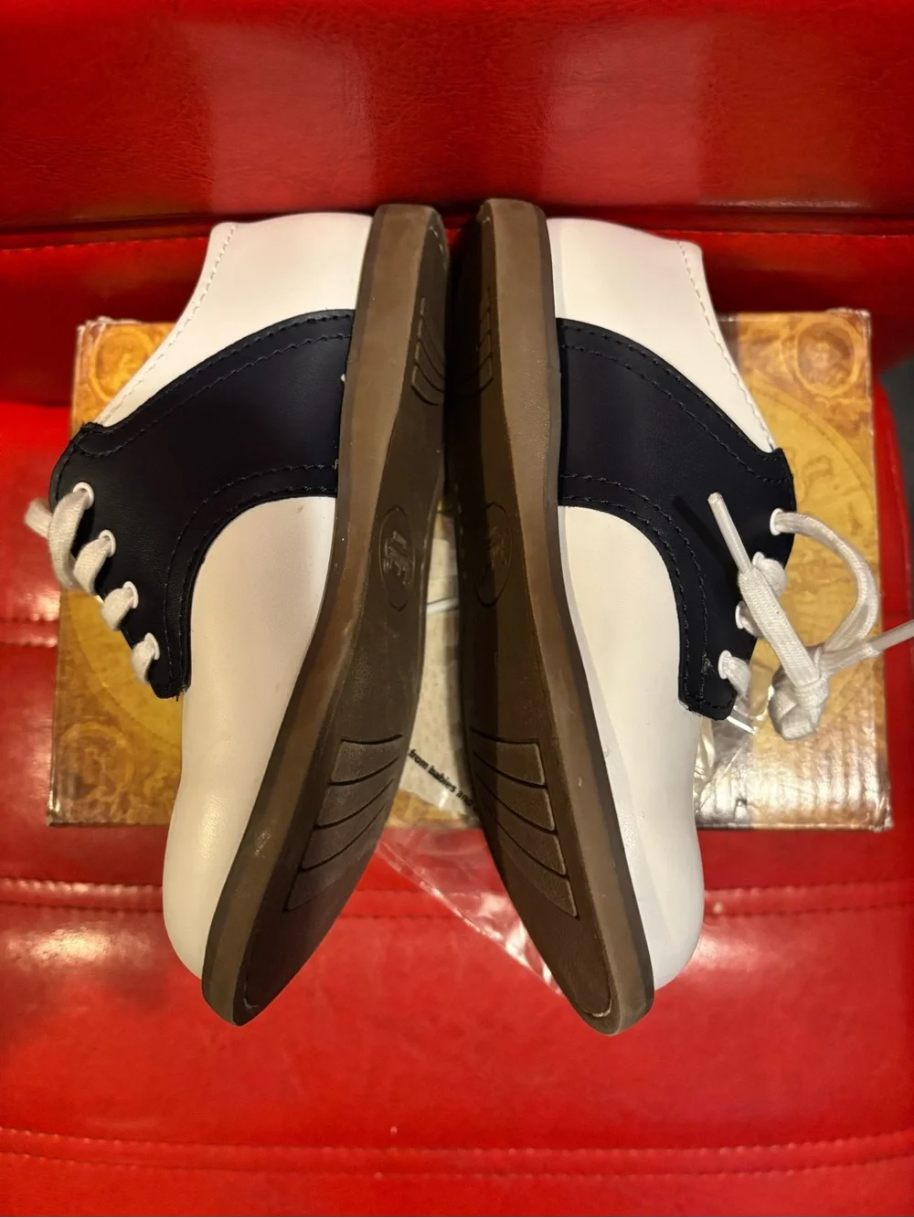 FootMates White and Navy Lace-Up Kids Dress Shoes